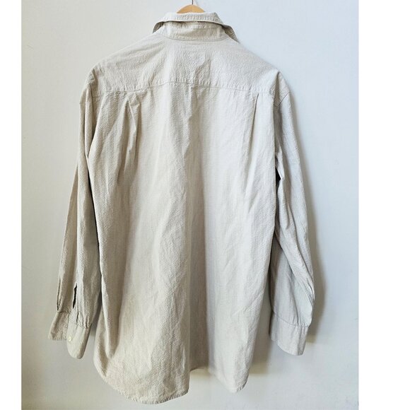 90's Barney's of New York Oversized Textured Striped Cotton Dress Shirt Medium M - Picture 5 of 5